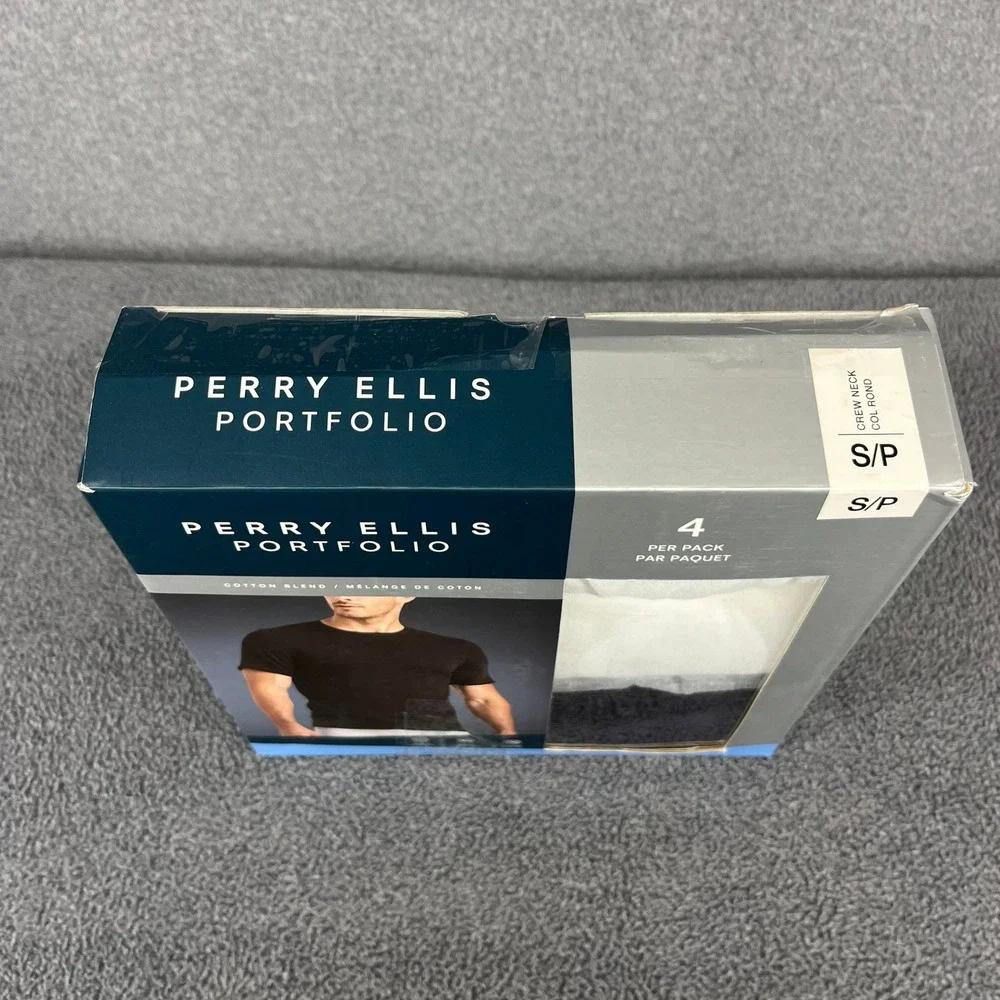 Perry Ellis Portfolio Crew Neck T-Shirts Mens Small Undershirt 4pk Cotton Blend